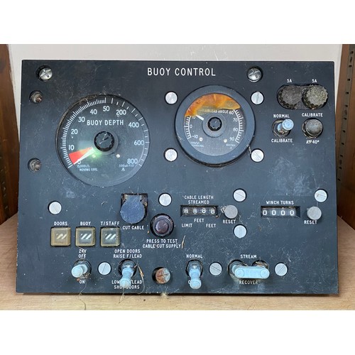 482 - A Submarine control panel ‘Buoy Control’ with dials for Buoy Depth and Fairlead Angle, various switc... 