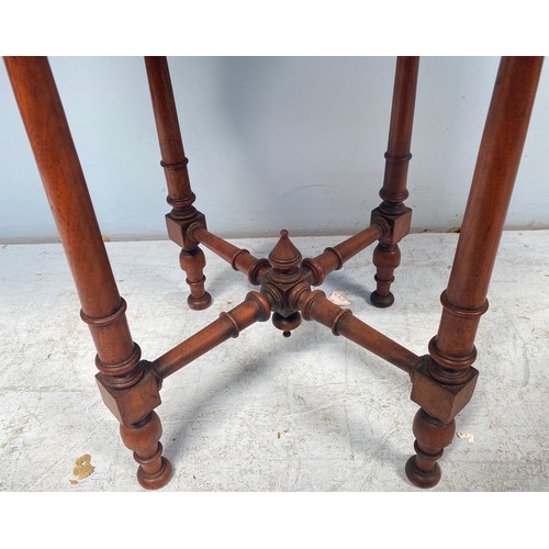 255 - An Edwardian pollard oak veneered octagonal occasional table with central inlaid satinwood, boxwood ... 