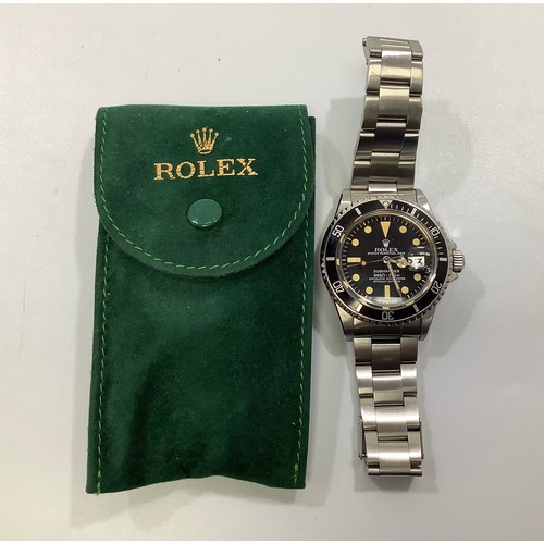 71 - A stainless steel Rolex Submariner wristwatch, model 1680, C.1978, the black enamel 660ft = 200m dia... 