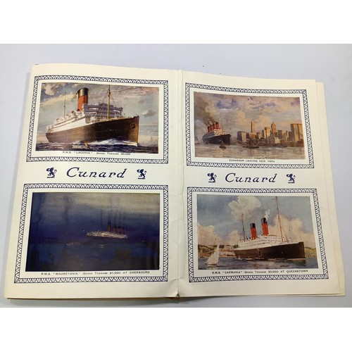 438 - A Cunard fold out brochure of 'RMS Aquitania' with full plans of the ship with index and specs of ot... 