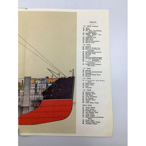 438 - A Cunard fold out brochure of 'RMS Aquitania' with full plans of the ship with index and specs of ot... 