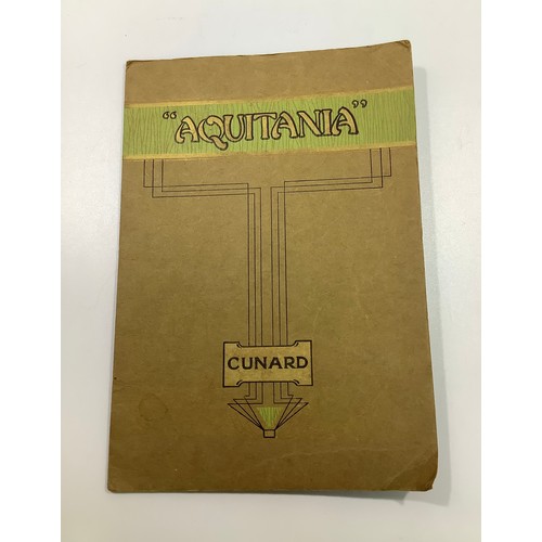 438 - A Cunard fold out brochure of 'RMS Aquitania' with full plans of the ship with index and specs of ot... 