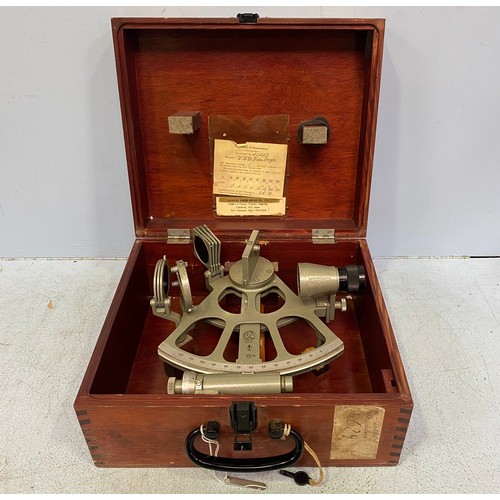 427 - A Freiberger marine sextant, No.61227, grey finish, with various lenses and filters, examination cer... 