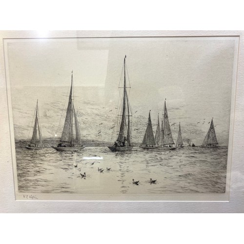 337 - William Lionel Wyllie (1851-1931) 'A Drifting Match’, pencil signed, etching, mounted, glazed and fr... 