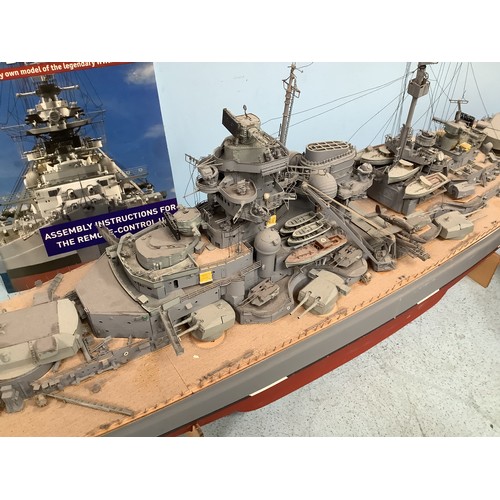 567 - A large hand-built remote control model of the battleship ‘Bismarck’, with well detailed deck guns, ... 