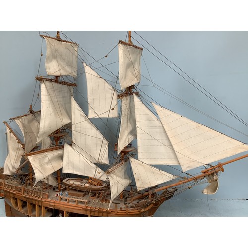 568 - A Del Prado hand-built model ship ‘Bounty’ with detailed and rigging etc. one side open to reveal in... 