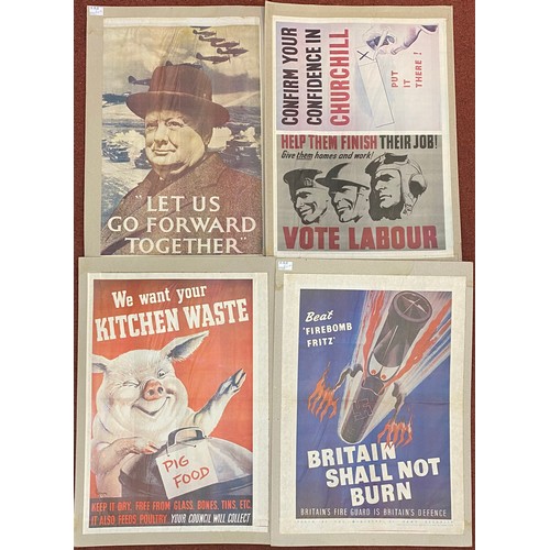 451 - Five various reproductions of WWII era posters including the iconic ‘Let us go forward together’ pos... 