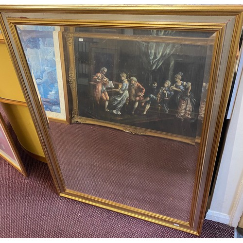 240 - A large rectangular bevelled mirror in gilt frame, 135 x 104