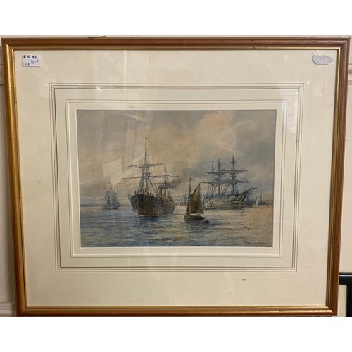 331 - Emil Axel Krause (1871-1945) Leaving Portsmouth Harbour, inscribed with title and signed, watercolou... 