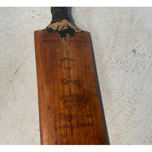 177 - A vintage Gradidge ‘Imperial Driver’ cricket bat, patent no. 29207 10/11, signed ‘H. Dawson’, believ... 