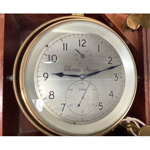 371 - A 2-Day ship’s chronometer by Mercer, the silvered dial with Arabic numerals, subsidiary dials, numb... 