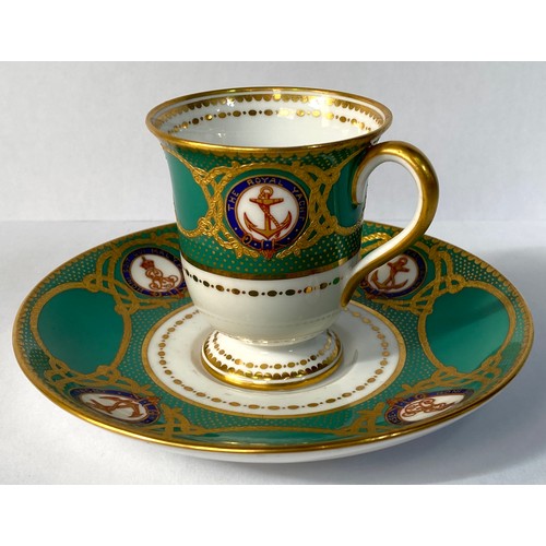 575 - A 'Tasse a Glace' and saucer from the Royal Yacht Victoria & Albert II, hand-painted and heavily gil... 