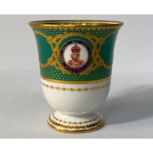 575 - A 'Tasse a Glace' and saucer from the Royal Yacht Victoria & Albert II, hand-painted and heavily gil... 