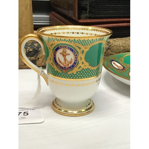 575 - A 'Tasse a Glace' and saucer from the Royal Yacht Victoria & Albert II, hand-painted and heavily gil... 