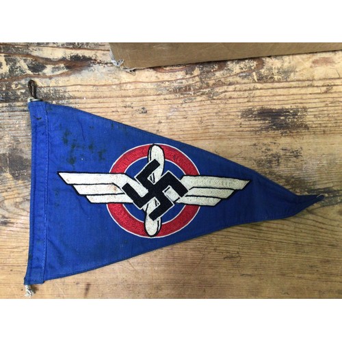 489 - A Third Reich NSFK-DLV car pennant, together with a Third Reich Wehrmacht General's shoulder board, ... 