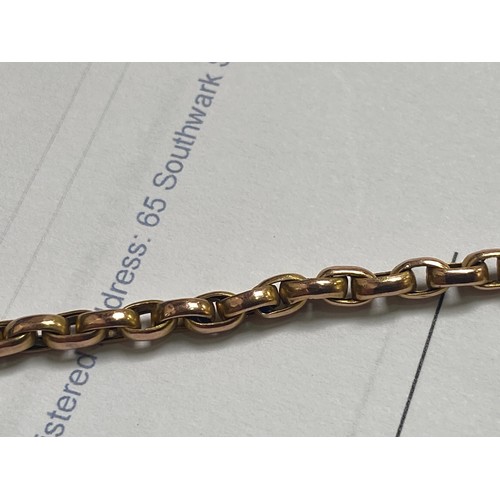 137 - A 9ct yellow gold elongated belcher link chain, weighing 9.3 grams.