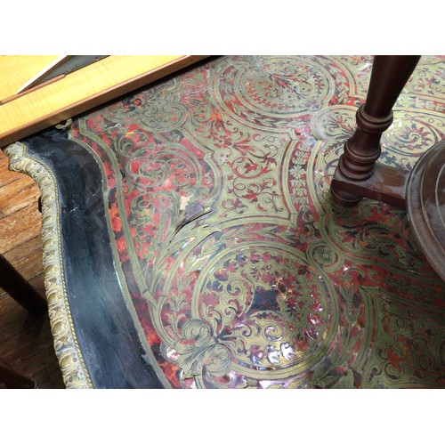 268 - A Victorian ebonised and red tortoiseshell, Boulle worked, shaped oval centre table, with gilt-metal... 