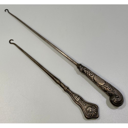 170 - Two silver-handled button hooks, one by William Hutton & Sons, London, 1890, the other an Art Nouvea... 