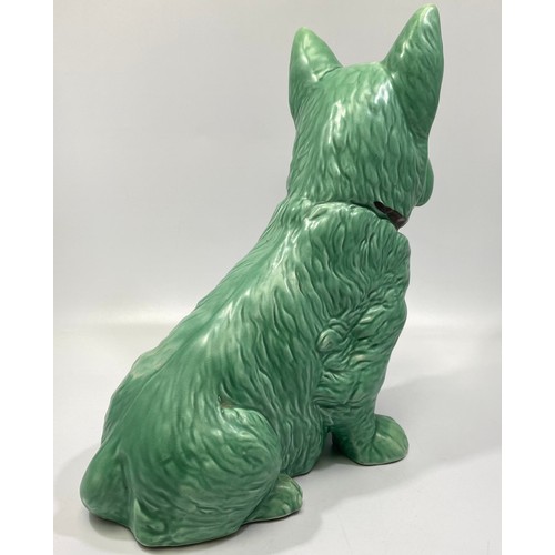 14 - A large green-glazed Sylvac pottery seated terrier