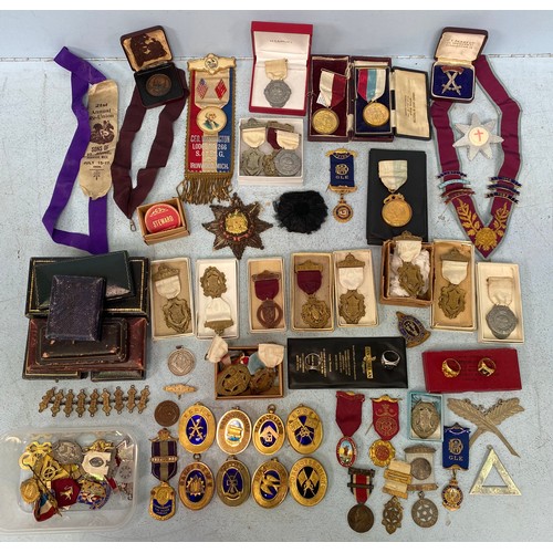 223 - Various Masonic jewels including silver Royal Antediluvian Order of Buffaloes x 3, silver Grand Lodg... 