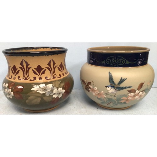 67 - Two various Lovatt Langley Mill pottery jardinieres, c1901-1906, comprising Lovique Impasto flowers ... 