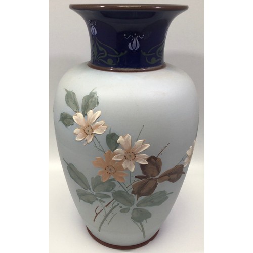 85 - A Lovatt Langley Mill baluster 'New Aerware' vase, 1903, decorated with Blue Tit and impasto flowers... 