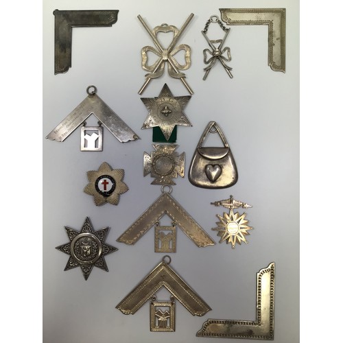 235 - Six silver Masonic medals, badges and jewels including Knights Templar enamel star badge, Ancient Or... 