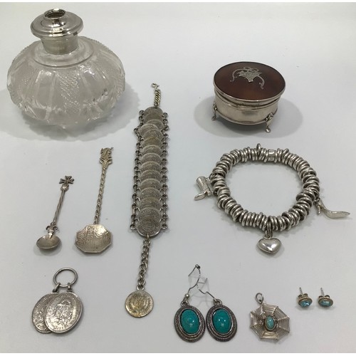 171 - A small collection of assorted silver items including a small circular trinket box by Henry Clifford... 