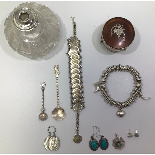 171 - A small collection of assorted silver items including a small circular trinket box by Henry Clifford... 