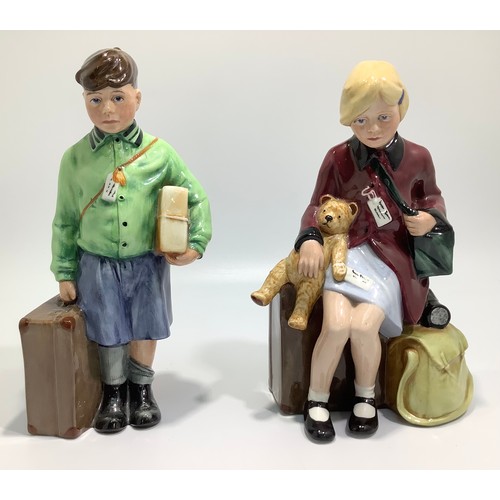 25 - Two Royal Doulton figurines including The Boy Evacuee and The Girl Evacuee figures, modelled by Adri... 