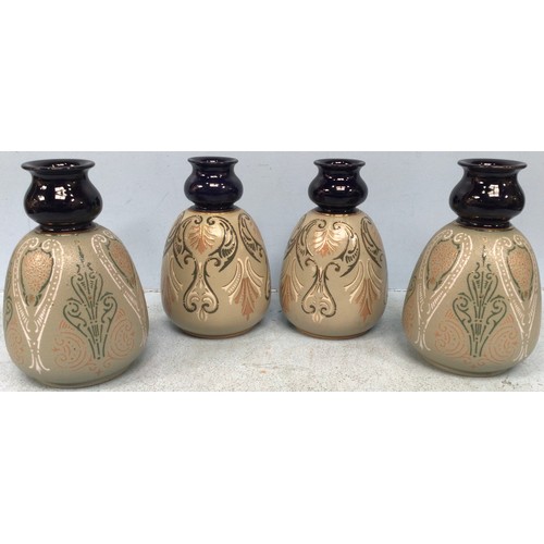 99 - Two various pairs of Lovatt's Langley Mill art pottery vases, c1912-20, in the 'Osborne' designs wit... 