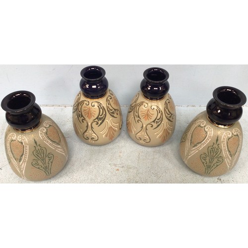 99 - Two various pairs of Lovatt's Langley Mill art pottery vases, c1912-20, in the 'Osborne' designs wit... 