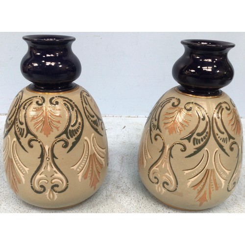 99 - Two various pairs of Lovatt's Langley Mill art pottery vases, c1912-20, in the 'Osborne' designs wit... 