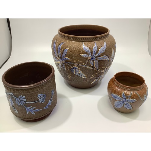 104 - Three various unmarked Calvert & Lovatt period Terracotta pots, early 1880s, with turned rims and te... 