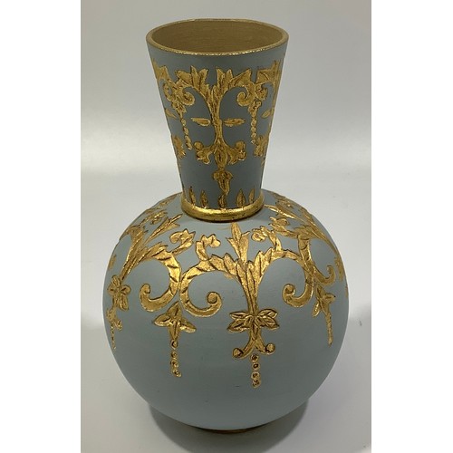 116 - A Calvert & Lovatt period Langley Ware period art pottery vase, c1883-1891, of globular form with ta... 