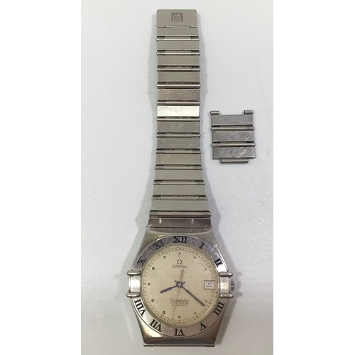 240 - A gents stainless steel Omega Constellation Automatic wristwatch, the silvered dial with dot markers... 