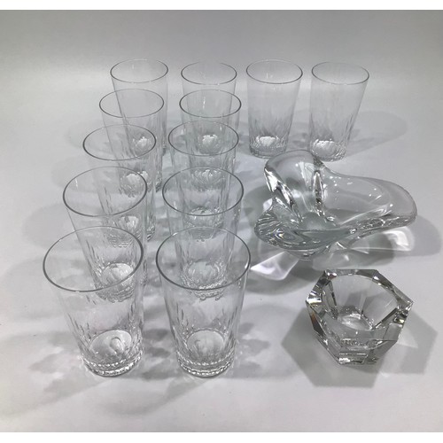 30 - A set of twelve Baccarat crystal, small tapered tumblers, 9cm tall, together with a heavy Baccarat t... 