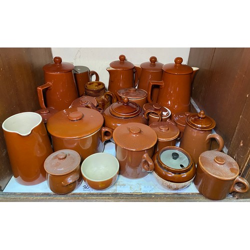 136 - A quantity of Lovatts Langley 'Utility brownware' pottery, c1940s, (In Section 20)