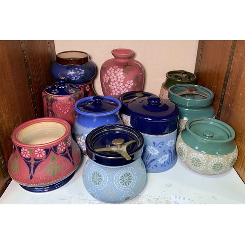 137 - Various Lovatt & Lovatt period ware including numerous 'Osborne' tobacco jars and art nouveau vase a... 