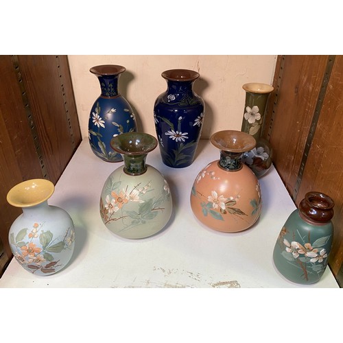 139 - Seven various Lovatt & Lovatt Langley Ware vases decorated in 'Impasto Flowers,' c1900, (See page 68... 