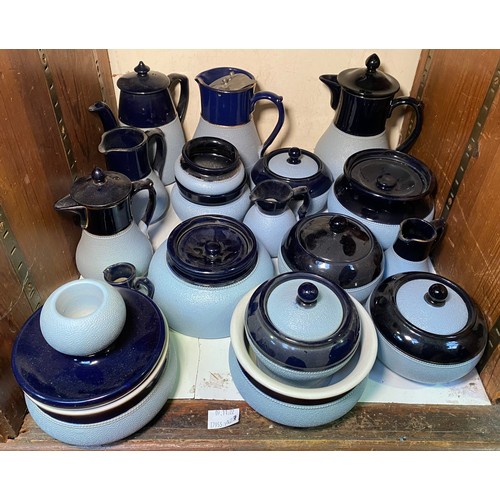 140 - A quantity of Lovatt & Lovatt 'Royal Blue Ware' c1907-1940, including a march striker, tobacco jars ... 