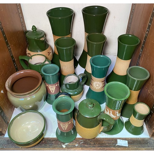 144 - A quantity of Lovatt & Lovatt 'green ware' and stencilled 'Daisy Ware,'  vases etc, (In Section 28)