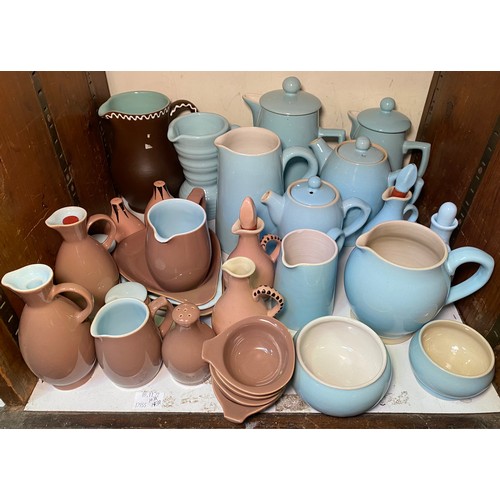 148 - A collection of Langley 'Lucerne' pattern tableware, Alpine Blue 'Creamline' ware and 'Barbecue' pat... 