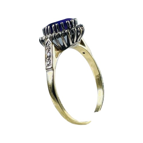 276 - A 9ct yellow gold amethyst and diamond cluster ring, with an oval amethyst to the centre, surrounded... 