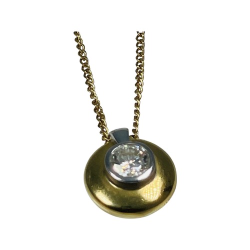 280 - An 18ct white and yellow gold pendant, set with a round brilliant cut diamond to the centre, estimat... 