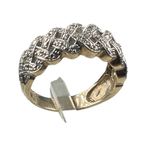 271 - A 9ct yellow gold dress ring, set with approximately 44 x small round diamonds in a platted design, ... 