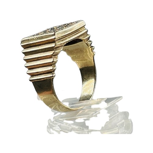 267 - A gents 9ct gold dress ring, set with sixteen old cut diamonds in a square top design, estimated tot... 