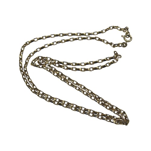 345 - A 9ct yellow gold oval link belcher chain, weighs 14.8 grams, measures 26 inches in length.