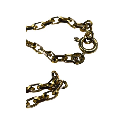 345 - A 9ct yellow gold oval link belcher chain, weighs 14.8 grams, measures 26 inches in length.