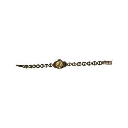 257 - A 9ct yellow gold Helvetia cocktail watch, on 9ct yellow gold bracelet, weighs 13.0 grams.